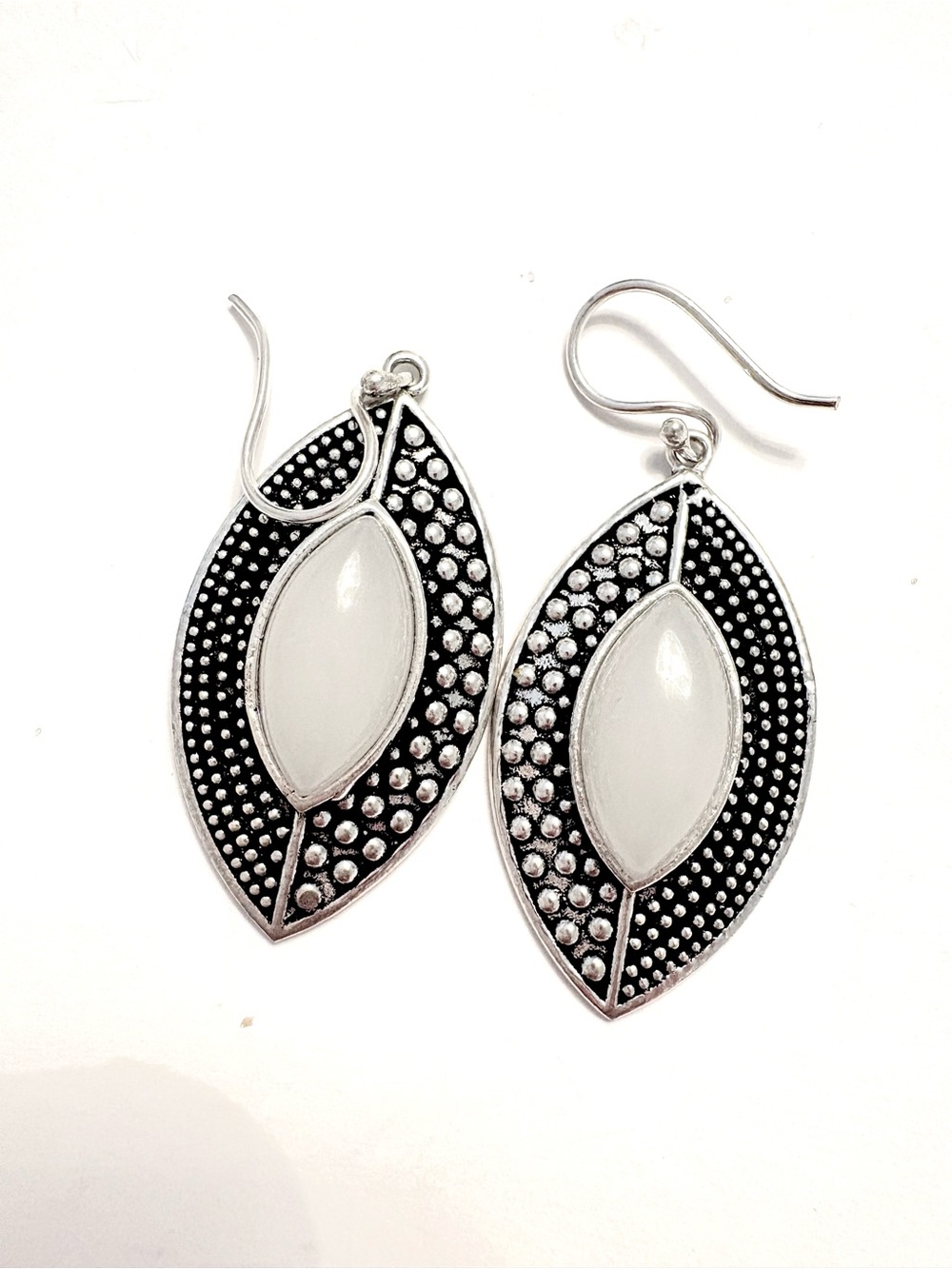 2,inch, 925 marked, Grey Chalcedony, gemstone earrings.